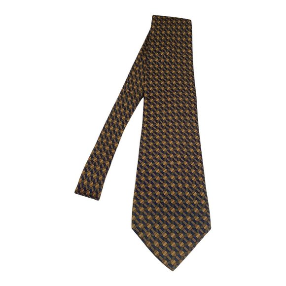 HARMONT & BLAINE Yellow Geometric Silk Tie Made In Italy 60"- 4" EX COND - Picture 6 of 6